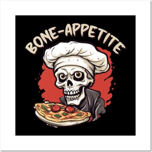 keleton Bone Appetite pun - Chef hat Skull Posters and Art